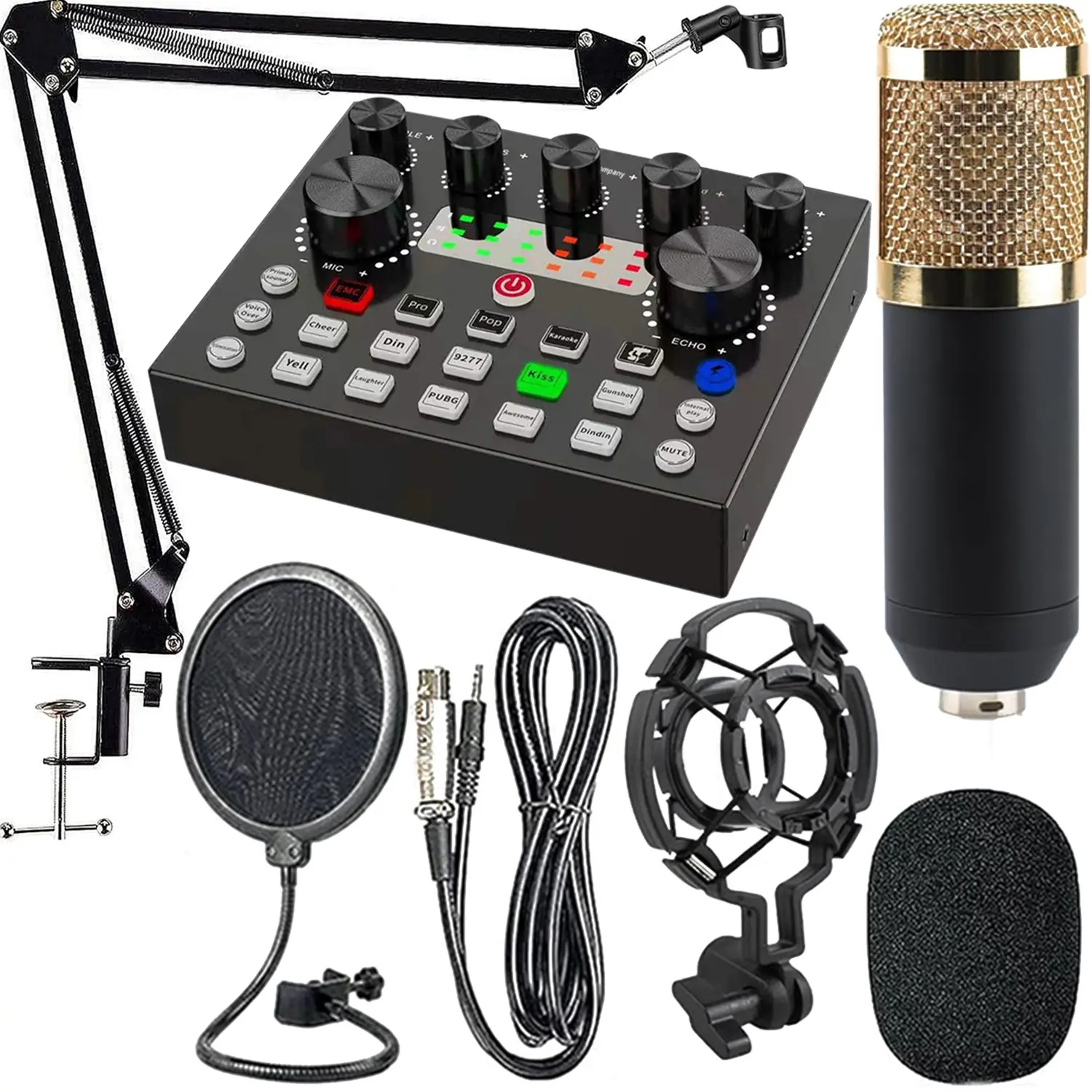 Podcast Equipment Bundle, USB Audio Mixer, Audio Mixer Kit, USB Audio Interface, Recording Studio Equipment for Podcasting, Singing, Gaming, and Live Streaming  Tiktok