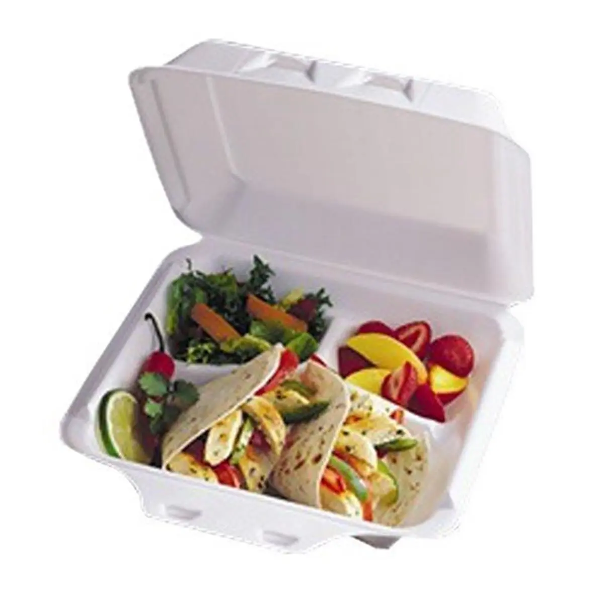 Pactivoration YHLW0903 9 x 2.25 x 0.75 - 3 Compartment White Foam Container - 150 per case