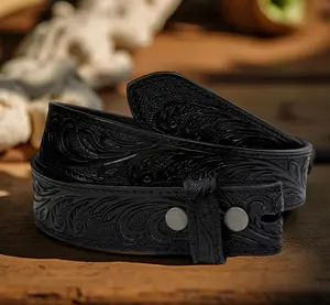 Western Leather Belt Strap Full Grain Leather Heavy duty belt for removable buckle Rodeo Cowboy Belt