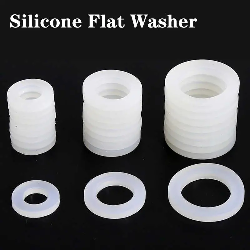 High-temperature Silicone Flat Washer Thick 0.5/1/1.5/2/3mm Soft Silicone Flat Gasket O-Ring Screw Seal Washer Ring ID 2mm-10mm