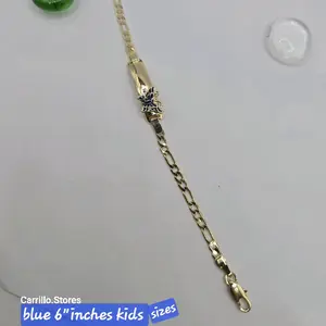 Butterfly ID bracelet gold-plated figaro style 6"inches (kids) three  colors available red, blue & pink engraving available