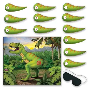 Beistle Pin The Tail On The Dinosaur Game - Original Game Piece for Fun and Adventure
