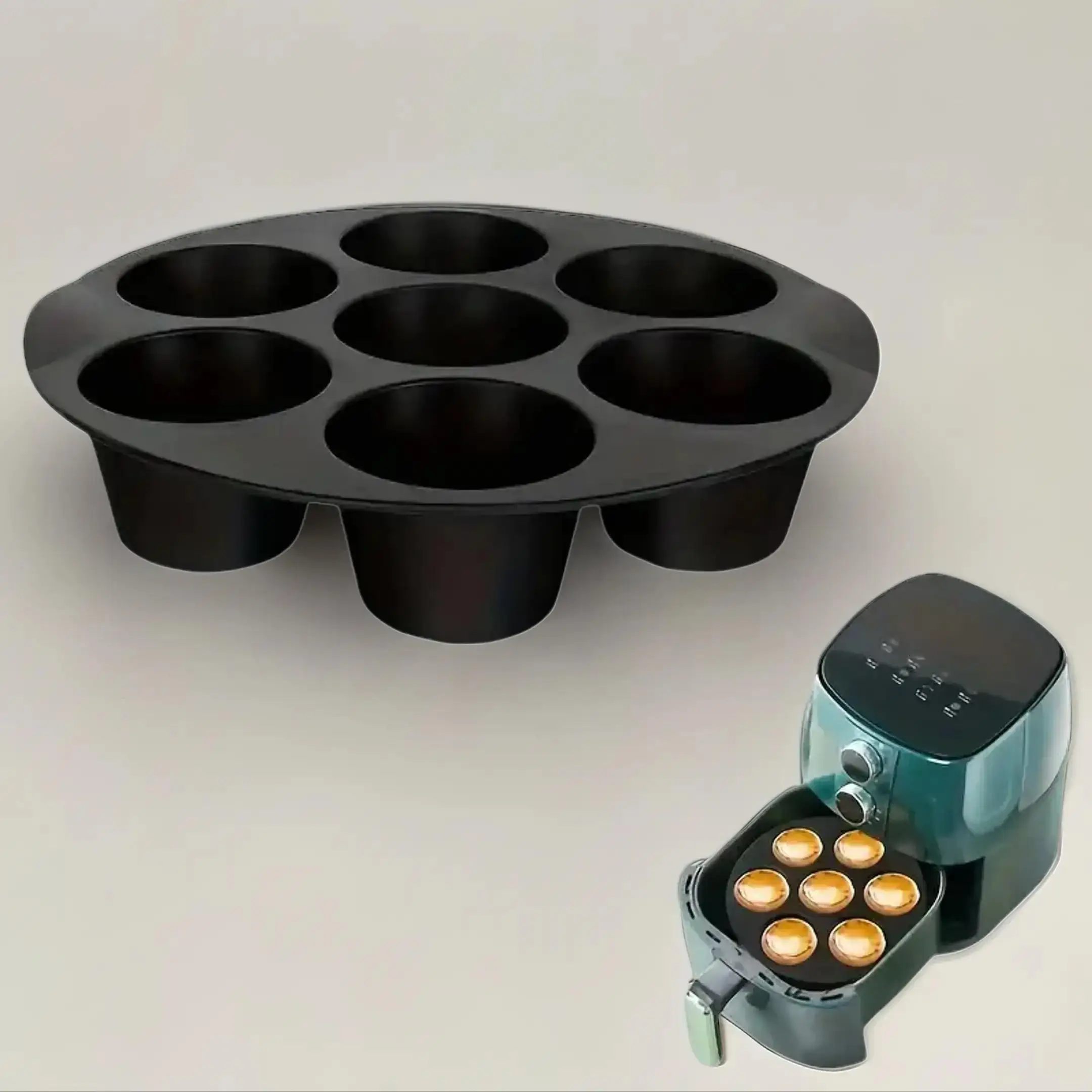 Silicone Cake Mold, 1 Count 7-Hole Air Fryer Accessories, Microwave Baking Mold, Food Grade Baking Cake Silicone Mold, Baking Pan Tools, Baking Utensi