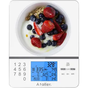 Food scale with nutritional calculator, digital kitchen scale, food scales for kitchen, calorie calculator for meal prep, and weight loss, units in lbs, grams, ounces, batteries included
