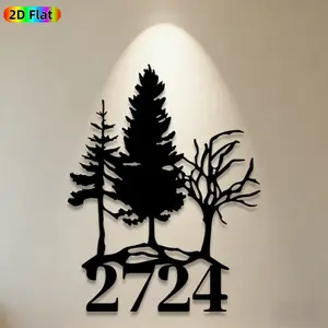 1pc Tree & Number 2724 Metal Wall Art, Nature-Inspired Tree Statue Mural, Ideal Gift for New Year, Christmas, Nature Decor Enthusiasts, Weather-Resistant Metal Wall Decor Wall Sculptures, Perfect for Outdoor Fence & Indoor Wall Nature Enthusiasts