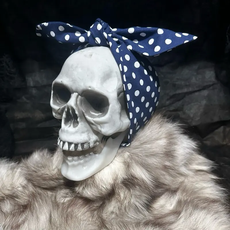Navy Blue Polka-Dot Headband - Stylish Bow Design for Fun and Style