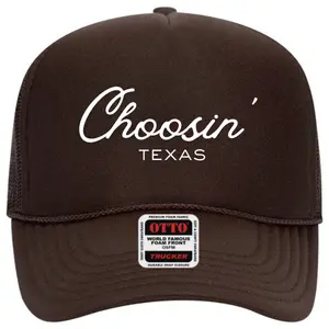 Choosin' Texas Embroidered 32-467 OTTO CAP 5 Panel Mid Profile Mesh Back Trucker Hat - Brown
