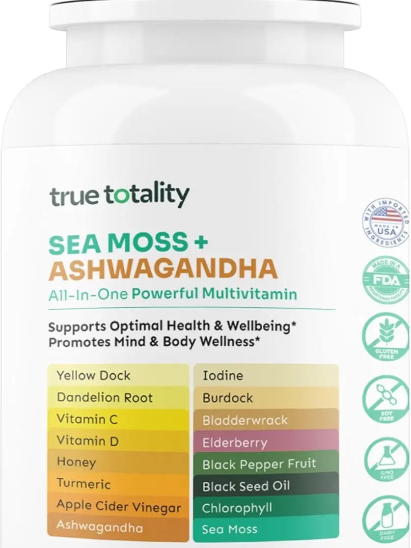 True Totality Sea Moss Complex with Ashwagandha, Bladderwrack & Burdock Root – Herbal Mineral Supplement