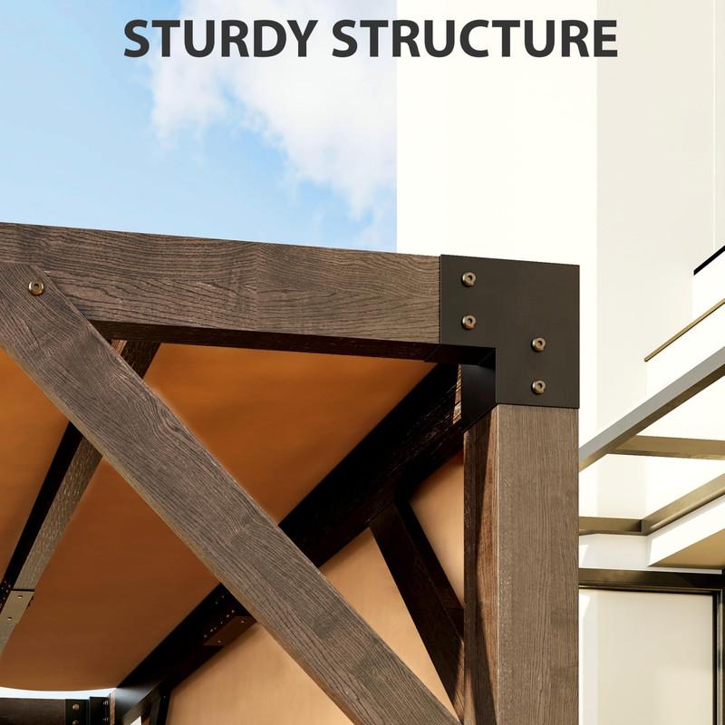 12 Ft x 20 Ft x 7.5 Ft Cedar Pergola Outdoor Wood Pergola with Canopy, Solid Structure Shelter for Deck, Garden, Backyard, and Lawn (Reddish-Brown)