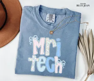Comfort Colors MRI Tech Floral Shirt for Women, mri Technologist TShirt, Radiology T-Shirt for MRI Nurse Cotton Fabric Top Womenswear