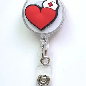 5 Cartoon Nurse Clip On Name Card Holder Lanyard Holder Badge ID Reels Retractable