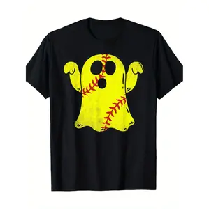Ghostly Softball Enthusiast Halloween Costume T-Shirt for Lovers of the Game