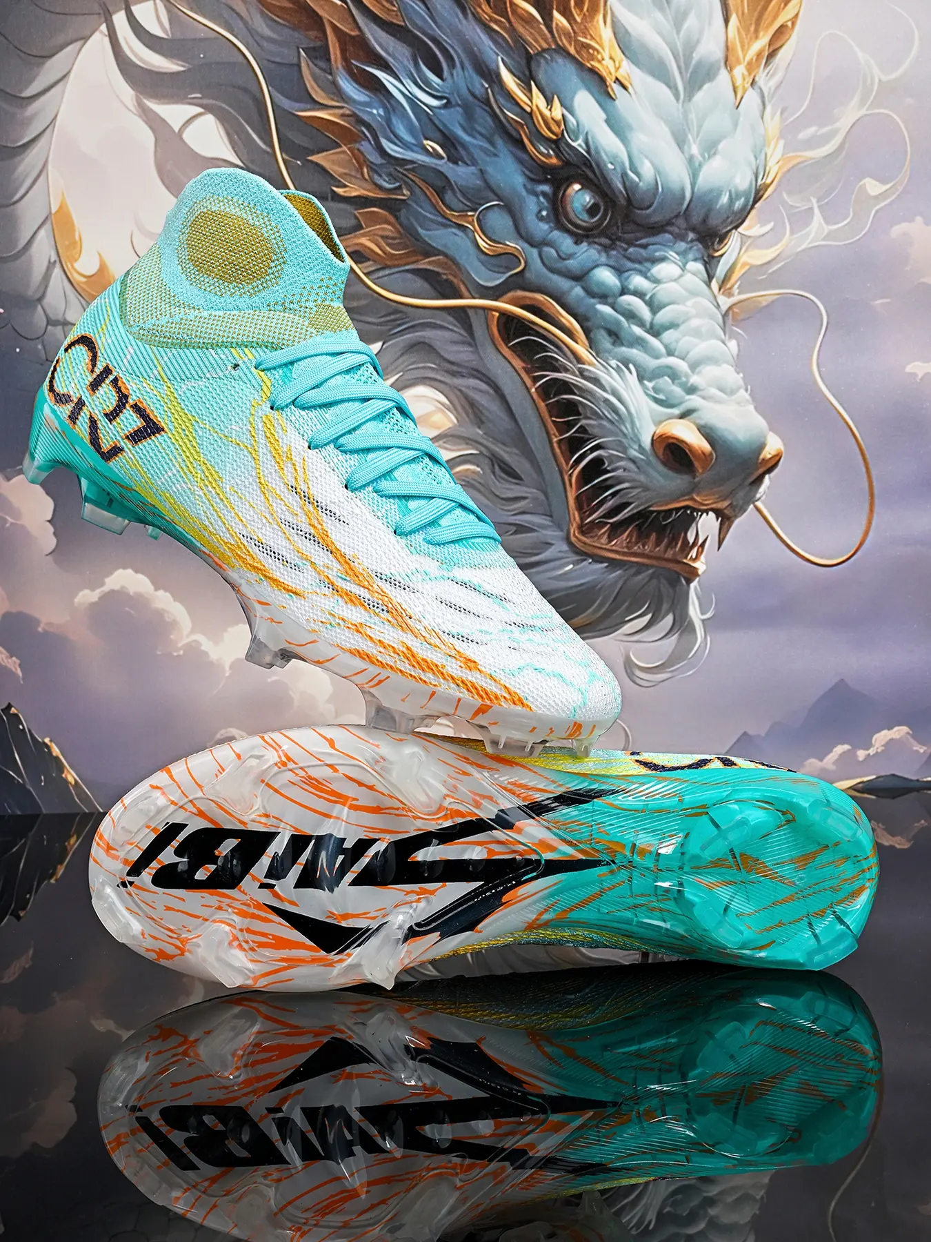 Unisex High-Top Soccer Shoes Ag Professional Natural Grass Anti-Slip, Breathable All-Season Football Boots, Football Field Boots, Wear-Resistant Training Sneakers, Sports Football Shoes, Soccer Cleats