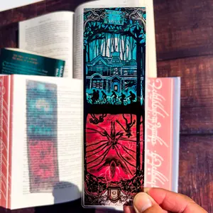 Stranger Things the Upside Down Stained Glass Bookmarks (Transparent Bookmark, Stained Glass Art, Book Lover, Fantasy Book Reader Gift)