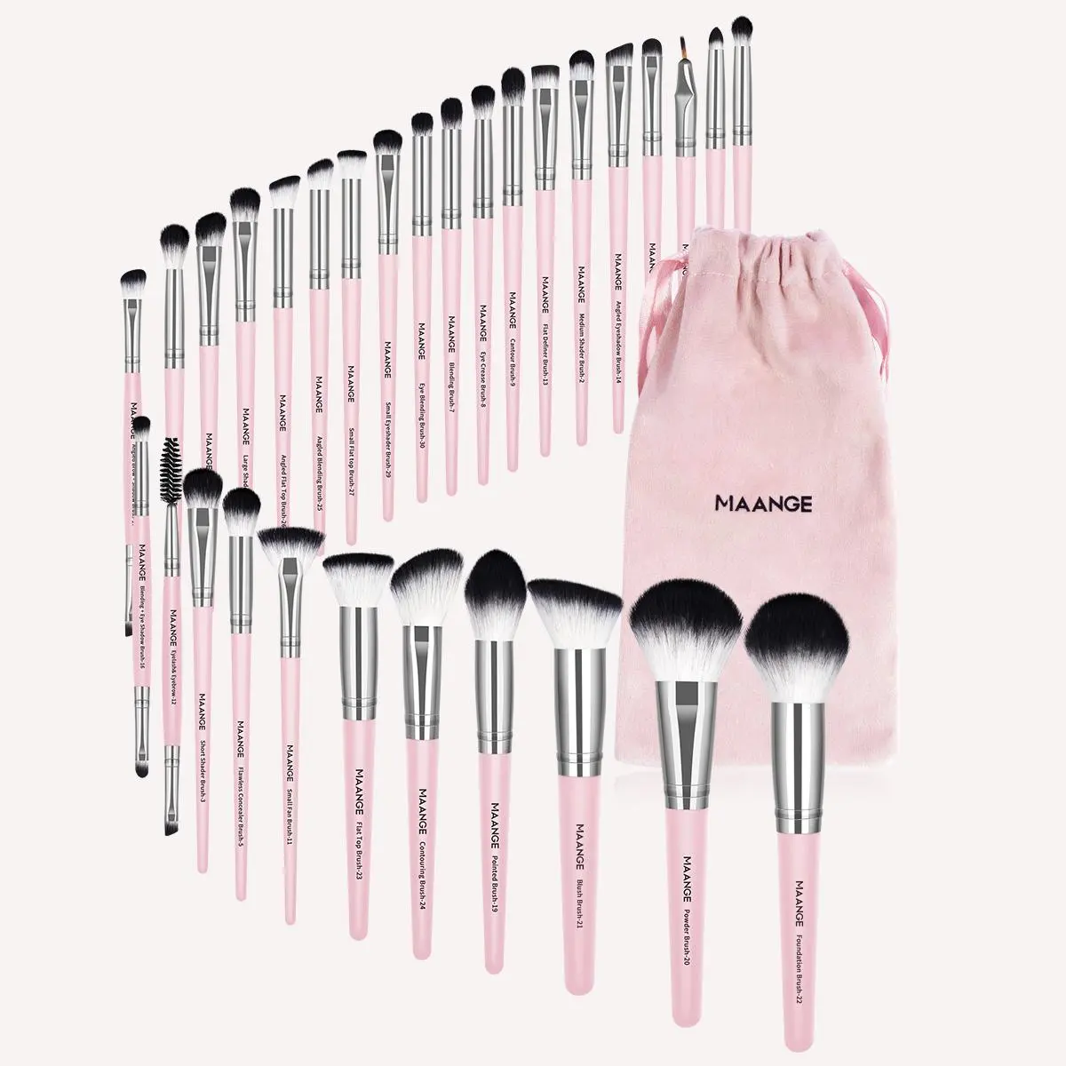 Makeup Brush Set with Pouch, Cosmetic Brush Set, Brush Makeup Kit, 30pcs Versatile Soft Makeup Brushes, Multifunctional Makeup Brushes, Face Makeup Brushes for Foundation, Powder, Concealers, Eye Shadows, Brushes with Soft Bristles for Beginners