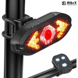Smart Bike Tail Light USB Rechargeable Bicycle Turn Signals with Remote Control Rear Bike Light Waterproof Safety Warning Back Lights Bike Alarm for Night Riding Mountain