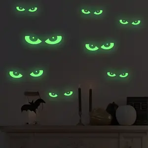 8 Pair of Glow in The Dark Halloween Eyes Window Clings Removable Luminous Fluorescent Window Sticker Halloween Wall Decal for Halloween stairs stickers Home Wall Window Decoration