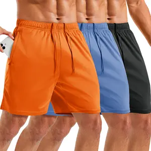 MAGCOMSEN 1/3 Pack Men's 7" Athletic Running Shorts Quick Dry Lightweight Mesh Basketball Workout Shorts with Zipper Pockets