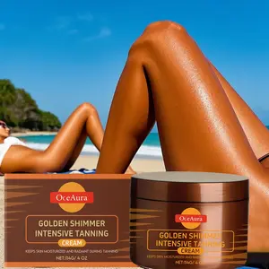 Golden Shimmer Tanning Gel - Ultra-Moisturizing Dark Bronzing Booster with Carrot & Coconut Oil, Vitamin A&E, Hyaluronic Acid & Honey| Alcohol-Free, All Light Beige Types| Made in Greece