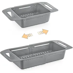 Collapsible Extendable Colander Strainer Basket | Food Drain Basket Space-Saver | Portable Drainer Over Sink Colanders Strainers with Extendable Feature