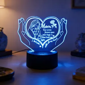 3D Heart Message Night Light LED Atmosphere Lamp Touch Control 7 Color Automatic Change USB Powered Table Lamp Birthday Gift