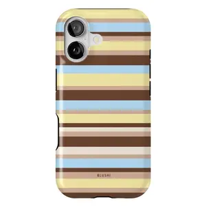 BLUSHI Paradise Striped iPhone Case, Retro Coastal Stripe Protective Phone Cover, Summer Vacation Aesthetic Case for iPhone 17 16 15 14 13 12 11 Pro Max Plus Mini