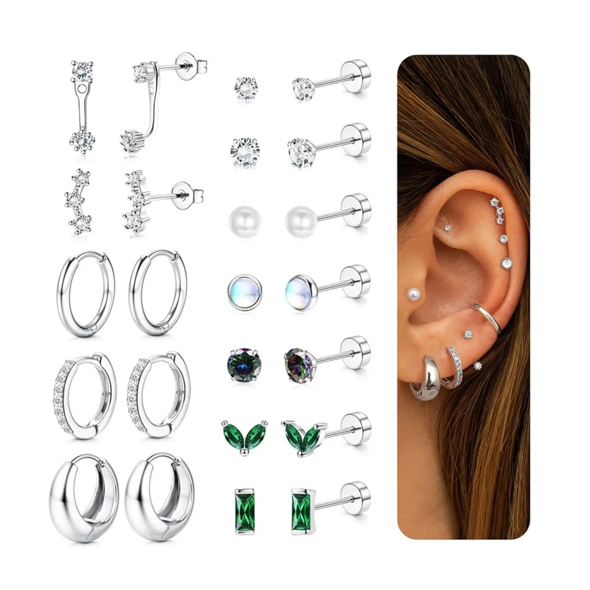 Silver  12 pairs E1378