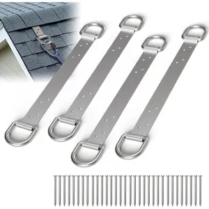 Permanent Roof Anchors - 18" Dual D-Ring Roof Safety, Roof Anchors for Fall Protection, Roof Kit, for Wood Framed Building, OSHA and ANSI Standards, 4 PCS