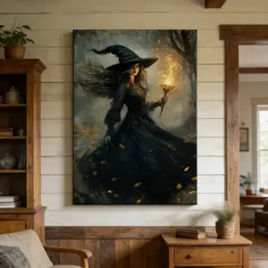 Witch Art Wall Decoration Poster A gloomy, dark forest, mysterious witch decorations, Gothic pastoral style.