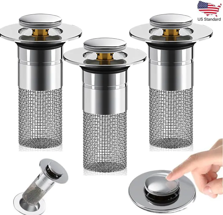 Multi-Functional Pop-Up Drain Stopper with Hair Filter Basket, Sohochic Stainless Steel Bathtub & Sink Plug, Helps Prevent Clogs from Hair and Debris,techvibes