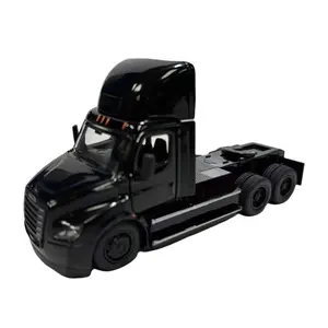 KINSMART 1:62 Scale Freightliner ECASCADIA Diecast Metal Model Scale Toy Truck - Black, Interactive Door Openable, Pull-Back Action, Officially Licensed