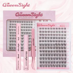 Airy Lash Clusters Kit – Natural Wispy Look, Ultra-Light Invisible Band, Easy DIY Cluster Lashes for Daily Makeup