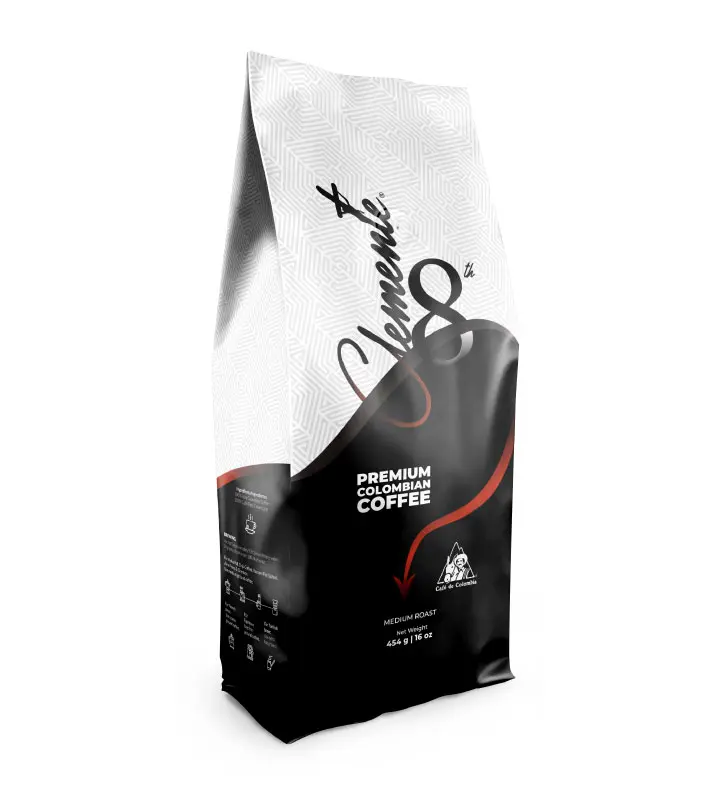 Colombian Premium Coffee Clemente 8Th Medium Roast 454g/16oz Whole Bean