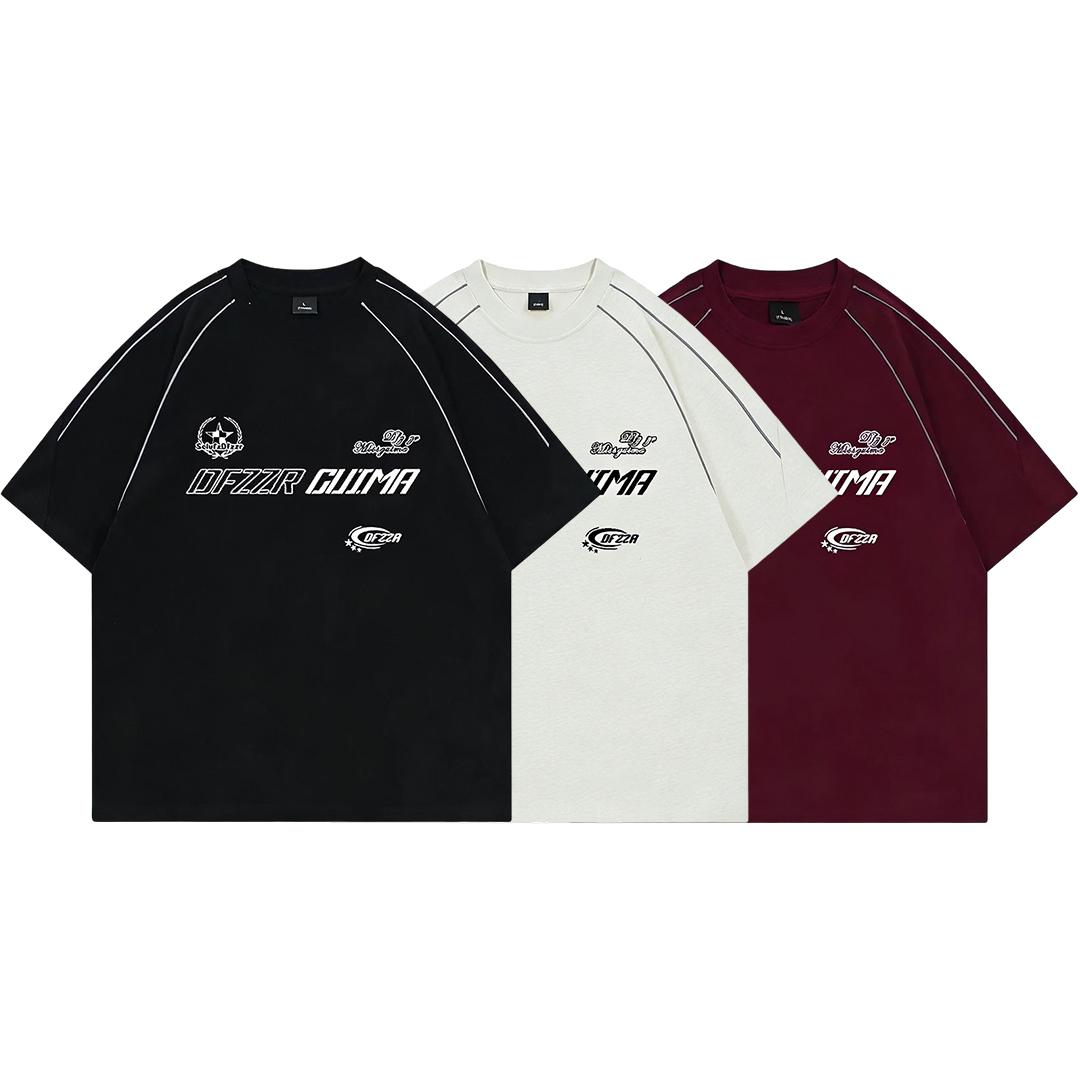 Men's DFZZR GUIMA Racing Graphic Oversized Tee, Y2K Streetwear Loose Fit T-Shirt