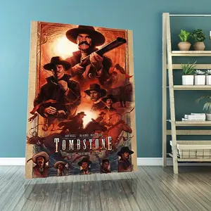 Room Decor 1pc Tombstone Movie Poster Canvas Print, Frameless Vintage Wall Art for Home Decor, Modern Bedroom, Living Room, Hallway, Unique Creative Gift, Fall Decor, Room Decoration - Canvas Material Ornaments Artistic
