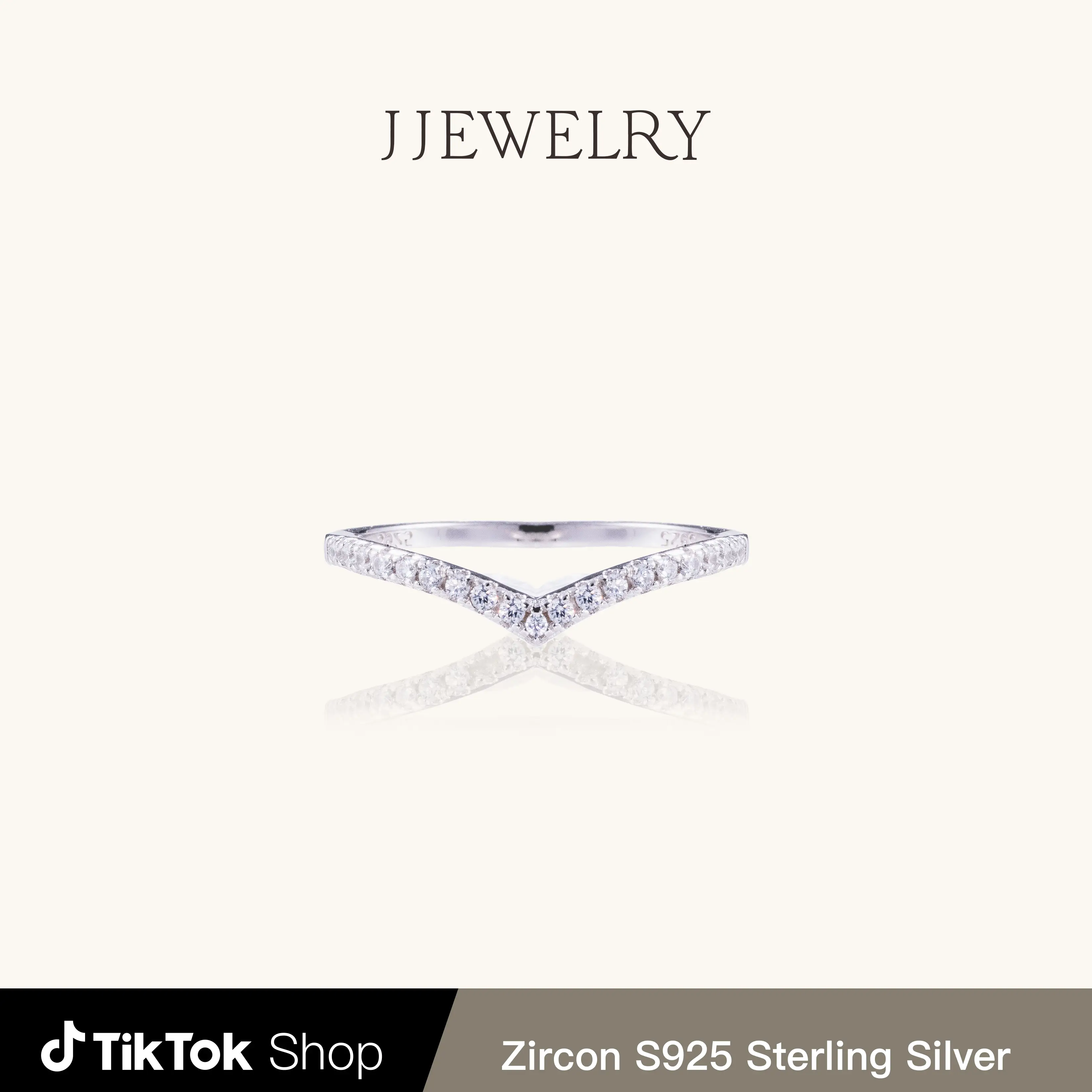 【RC175】V Band S925 Sterling Silver Zircon Ring For Women Classic Elegant Jewelry Engagement Wedding Anniversary Birthday Gift