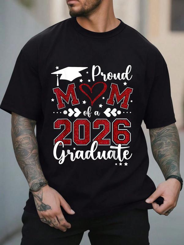 100% Cotton Unisex Proud Mom Of A 2026 Senior Graduate Graduation T-Shirt