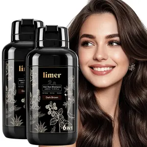 [2-Pack] Limer 6 in 1 Instant Hair Dye Shampoo, Hair Color for Grey Coverage, Herbal Ingredients, Natural Tinte, Ammonia-Free, Long lasting,Haircare