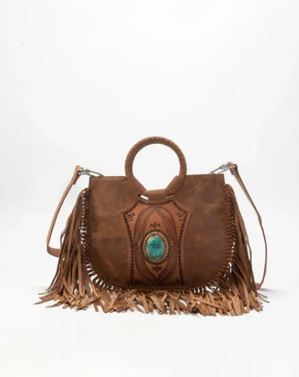 Loyal West Sedona Tassle Bag In Saddle Brown