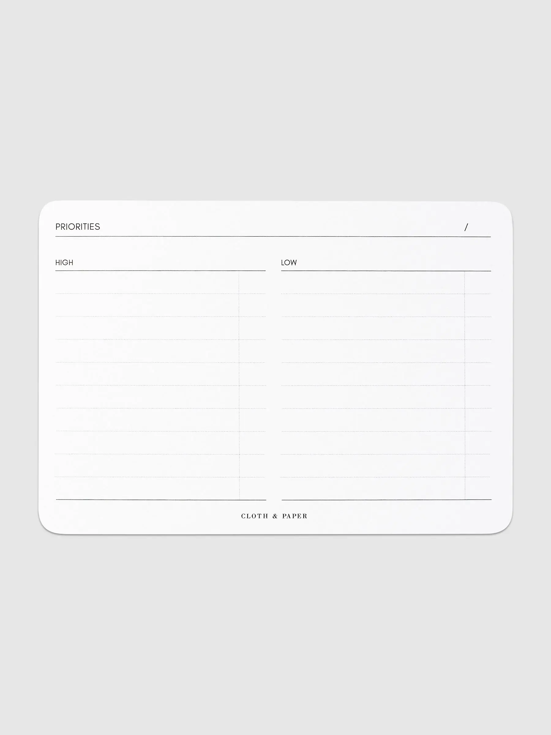Priorities Notepad Priorities Notepad