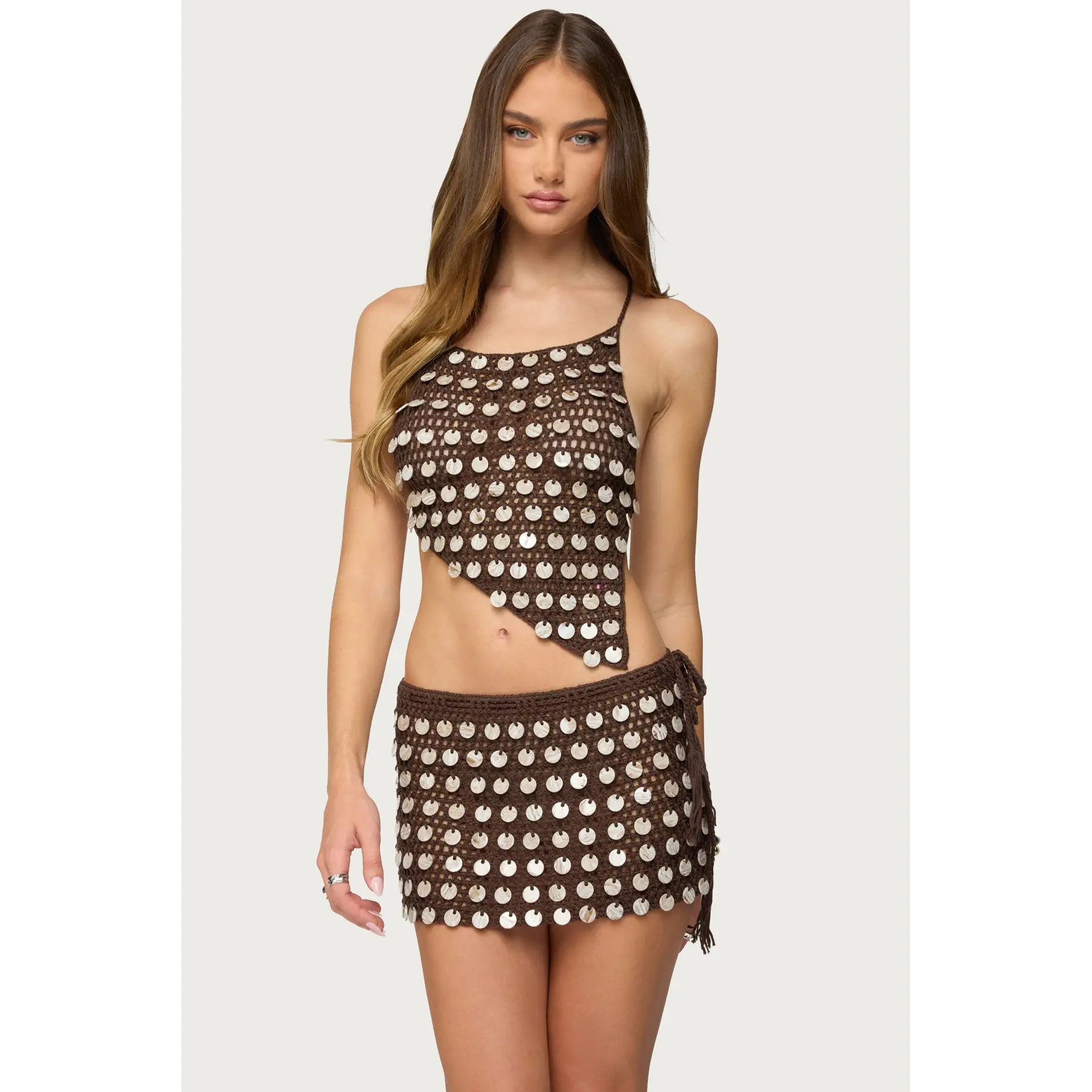 Alora Iridescent Crochet Backless Top Alora Iridescent Crochet Backless Top