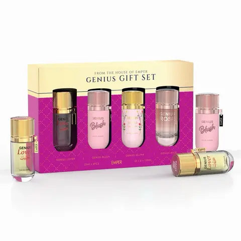 4in1 Genius Women's Gift Set - 25ml - Eau de Parfum - Genius Blush 25ml +Genius Selina 25ml+ Genius Lover 25ml + Genius Rose 25ml - Lechameau by Emper