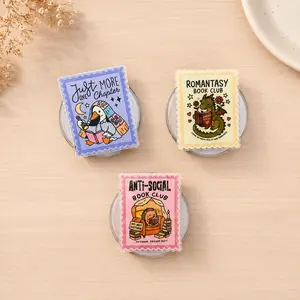 Romantasy Book Club Magnetic Phone Grip, Anti Social Reader PopSocket, Cute Goose Reading Kindle Grip, Book Lover Gift Accessory