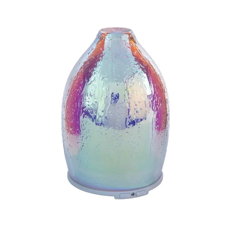 100ml Compact Raindrop Shape Cool Mist Diffuser (4.9″x4.9″x9.3″) - Essential Oil Compatible, 8 Iris Luminous LED Lights, 2 Settings, Mist + Light Feature, Standard Plug, Measuring Cup, Home Ambiance Enhancer for Holistic Health Enthusiasts