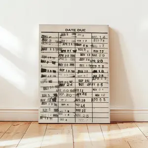Vintage Library Card Wall Art Poster - Ideal for Bedroom & Living Room, Retro Book Due Date Design for a Rustic Reading Nook Decor