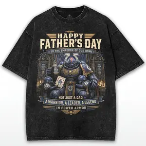 Warhammer 40K Space Marine Ultramarine Happy Father's Day 'Emperor of Our Home' Vintage Mineral Washed T-Shirt - Best Dad in the Imperium Grimdark Gift for Tabletop Gamer Dads