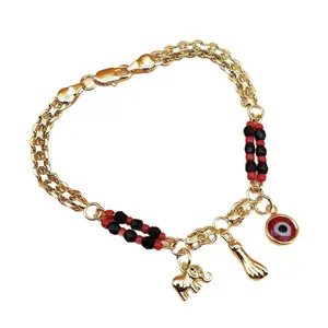 Lucky Charm BraceletMinimalist Evil Eye Elephant Foot Pendant Bracelet Hypoallergenic Lightweight Stackable Bracelet for Party Birthday Holiday Gift