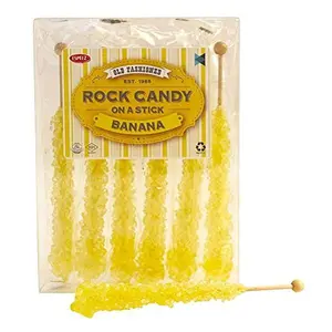 Extra Large Rock Candy Sticks: 6 Yellow Rock Candy Sticks - Banana - Individually Wrapped for Party Favors, Candy Buffet, Showers, Receptions, Old Fashioned Espeez Bulk Candy on a Stick