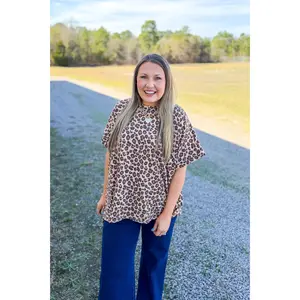 Wildly Comfy Leopard Ribbed Top