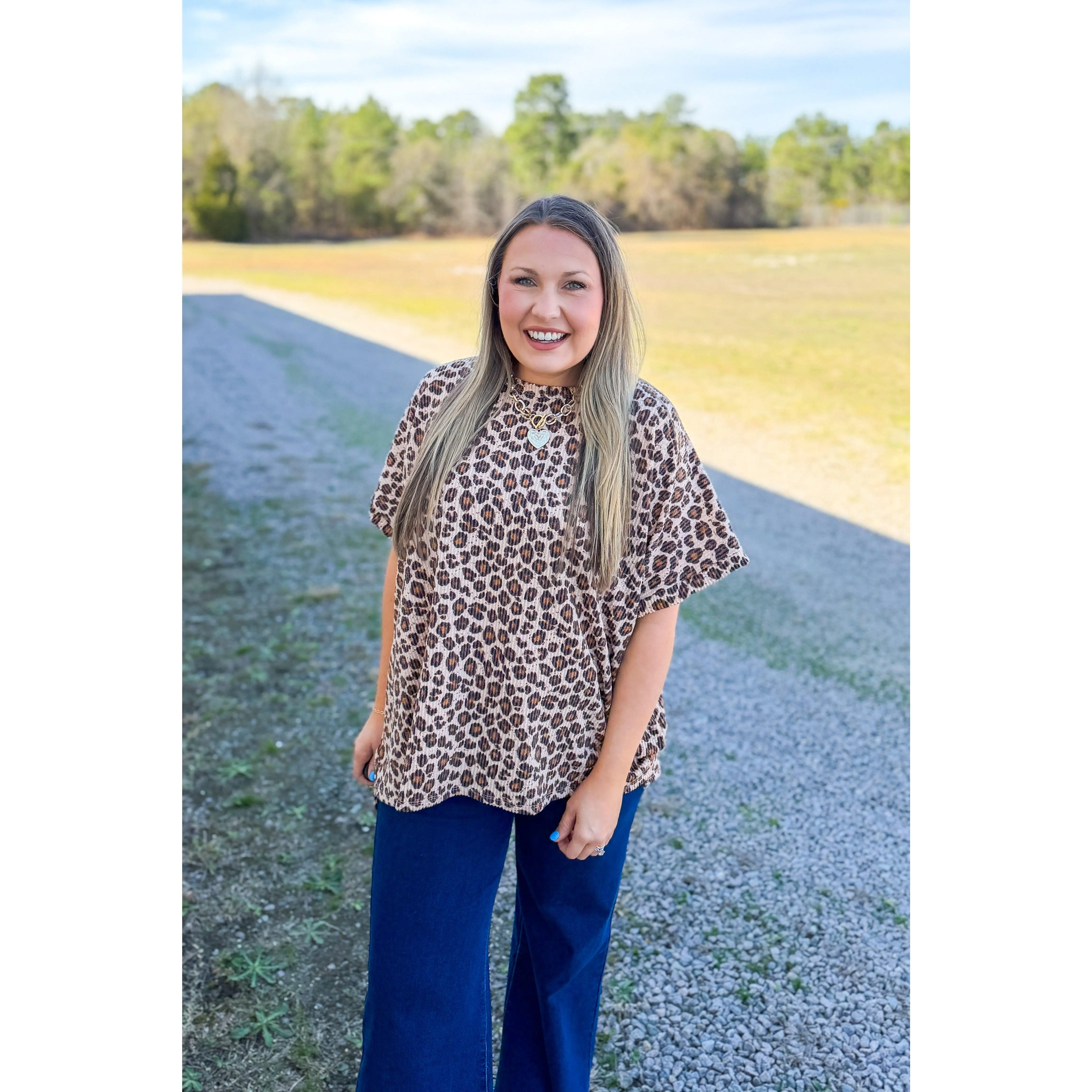 Wildly Comfy Leopard Ribbed Top